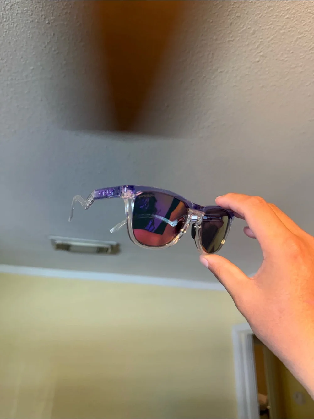 Transparent Frame Sunglasses with Purple Accents Oakley